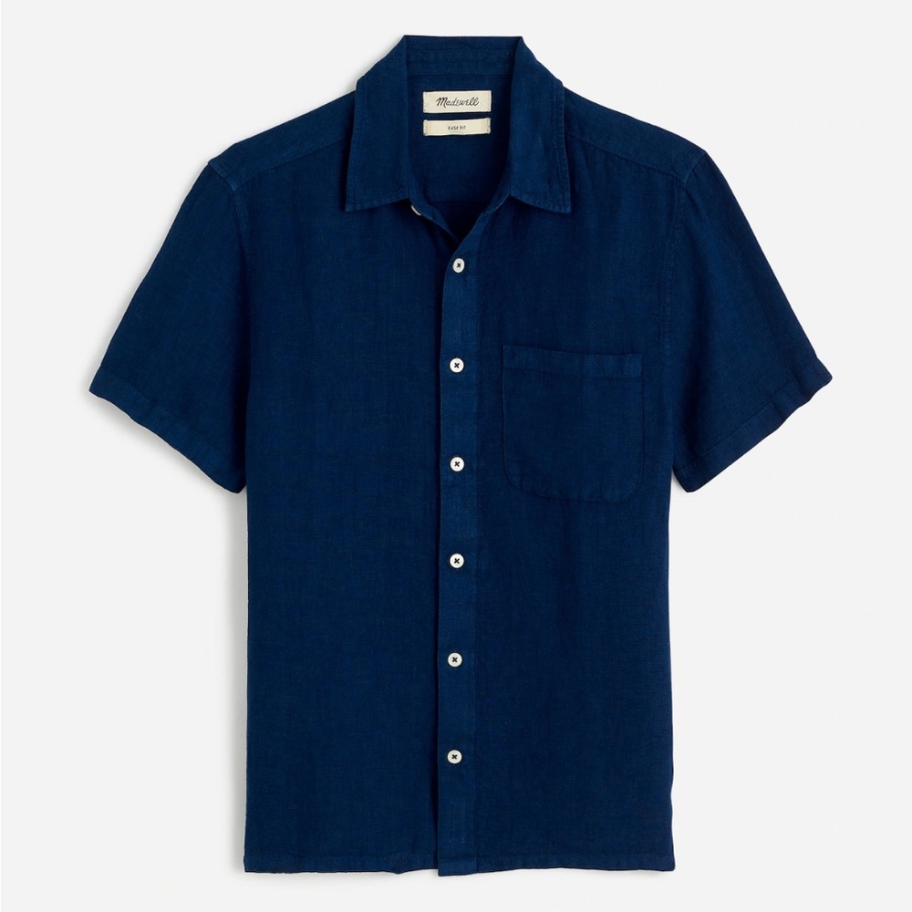 NWT Madewell Men’s Easy Short Sleeve Shirt in Linen | Free Shipping